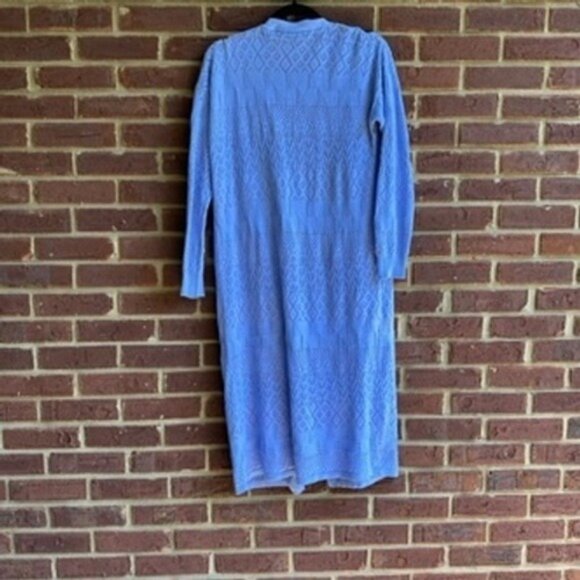 Cyrus Duster Cardigan Open Knit Long Sleeve Light Blue Size L - Picture 5 of 6